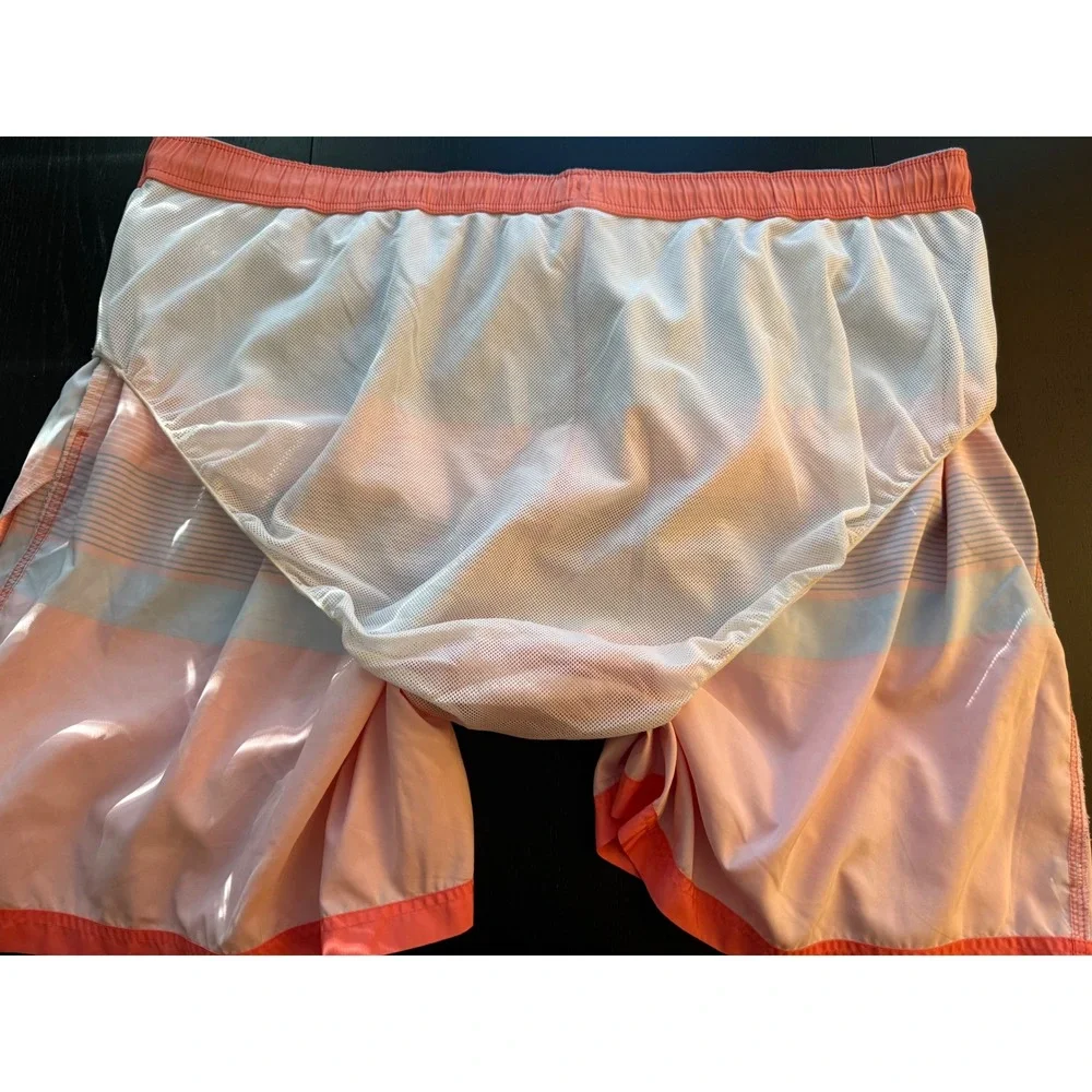Nautica Swim‎ Trunks Mens 6XL Striped Coral/Blue Mesh-Lined Board Shorts
